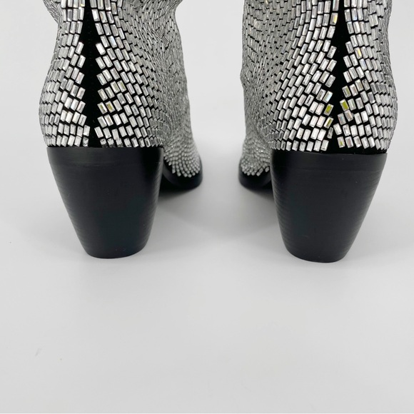 Azalea Wang Ingrid Crystal Cowboy Boots Pointed Toe Bling Dolls Kill Western - Picture 9 of 12
